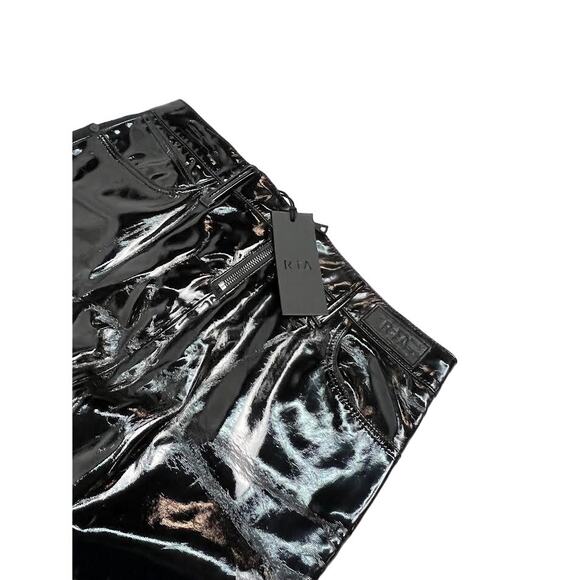 NWT! RtA Denim - Back is Patent Exposed zipper Raw hem SKIRT BLACK 4 - Picture 7 of 10